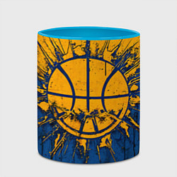 Кружка 3D Голден Стэйт Уорриорз баскетбольный мяч, цвет: 3D-белый + небесно-голубой — фото 2