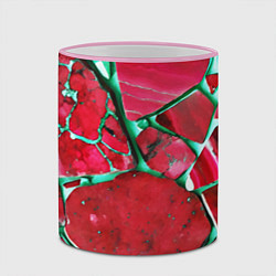 Кружка 3D Зеленый минерал в красном камне, цвет: 3D-розовый кант — фото 2