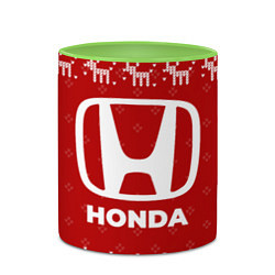 Кружка 3D Новогодний Honda с оленями, цвет: 3D-белый + светло-зеленый — фото 2