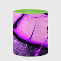 Кружка 3D Трещины на абстрактном фиолетовом фоне, цвет: 3D-белый + светло-зеленый — фото 2