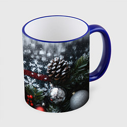 Кружка 3D Новогодние снежинки, цвет: 3D-синий кант