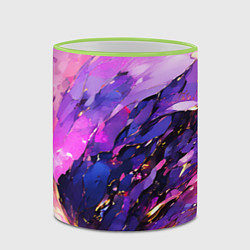 Кружка 3D Фиолетово-розовая абстракция, цвет: 3D-светло-зеленый кант — фото 2
