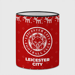 Кружка 3D Новогодний Leicester City с оленями, цвет: 3D-черный кант — фото 2