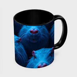 Кружка 3D Синие капибары, цвет: 3D-белый + черный