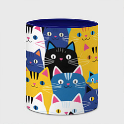 Кружка 3D Много цветных котиков, цвет: 3D-белый + синий — фото 2