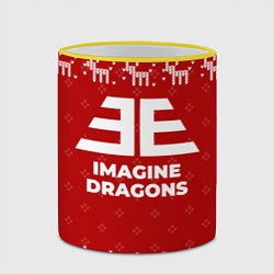 Кружка 3D Новогодний Imagine Dragons с оленями, цвет: 3D-желтый кант — фото 2