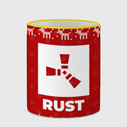 Кружка 3D Новогодний Rust с оленями, цвет: 3D-желтый кант — фото 2