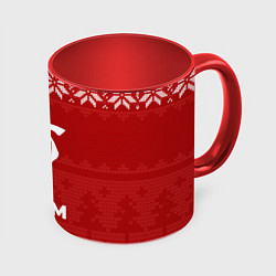 Кружка 3D Новогодний Doom, цвет: 3D-белый + красный