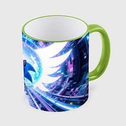 Кружка 3D Sonic неоновые крылья, цвет: 3D-светло-зеленый кант