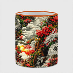 Кружка 3D Дракон в небесном храме - нейросеть, цвет: 3D-оранжевый кант — фото 2