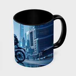 Кружка 3D Капибара мотоциклист, цвет: 3D-белый + черный