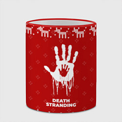 Кружка 3D Новогодний Death Stranding с оленями, цвет: 3D-красный кант — фото 2