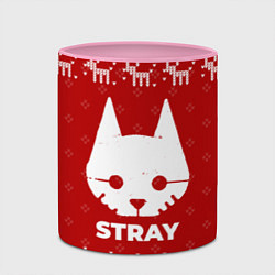 Кружка 3D Новогодний Stray с оленями, цвет: 3D-белый + розовый — фото 2