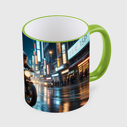 Кружка 3D Капибара байкер, цвет: 3D-светло-зеленый кант