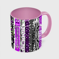 Кружка 3D Киберпанк паттерн фиолетовый, цвет: 3D-белый + розовый