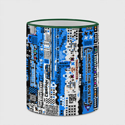 Кружка 3D Киберпанк паттерн синий, цвет: 3D-зеленый кант — фото 2