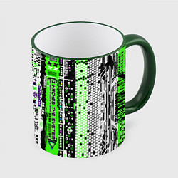 Кружка 3D Киберпанк паттерн зелёный, цвет: 3D-зеленый кант
