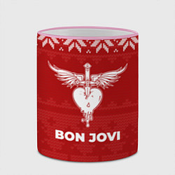 Кружка 3D Новогодний Bon Jovi, цвет: 3D-розовый кант — фото 2