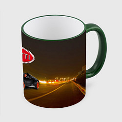 Кружка 3D Bugatti on the night route, цвет: 3D-зеленый кант