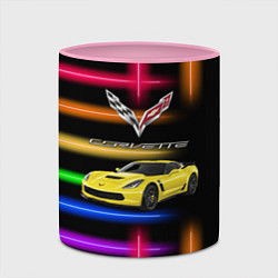 Кружка 3D Chevrolet Corvette - racing team, цвет: 3D-белый + розовый — фото 2