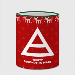 Кружка 3D Новогодний Thirty Seconds to Mars с оленями, цвет: 3D-зеленый кант — фото 2