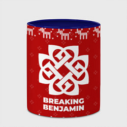 Кружка 3D Новогодний Breaking Benjamin с оленями, цвет: 3D-белый + синий — фото 2