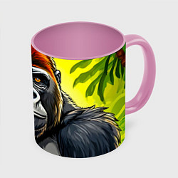 Кружка 3D Огромная горилла, цвет: 3D-белый + розовый