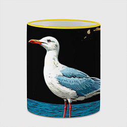 Кружка 3D Чайка на море ночью, цвет: 3D-желтый кант — фото 2