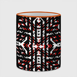 Кружка 3D Чёрно-красные диагональные полосы на белом фоне, цвет: 3D-оранжевый кант — фото 2