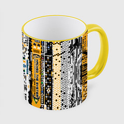 Кружка 3D Cyberpunk pattern yellow, цвет: 3D-желтый кант