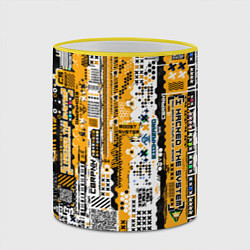Кружка 3D Cyberpunk pattern yellow, цвет: 3D-желтый кант — фото 2