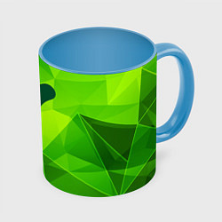 Кружка 3D Destiny green poly, цвет: 3D-белый + небесно-голубой