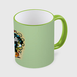 Кружка 3D Venom and Spider-Trump - meme, цвет: 3D-светло-зеленый кант