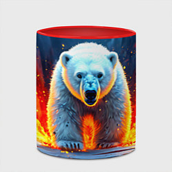 Кружка 3D Белый медведь в огне, цвет: 3D-белый + красный — фото 2