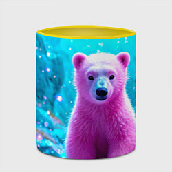 Кружка 3D Белый розовый медведь, цвет: 3D-белый + желтый — фото 2