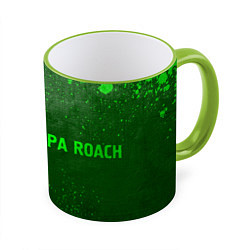 Кружка 3D Papa Roach - green gradient по-горизонтали, цвет: 3D-светло-зеленый кант