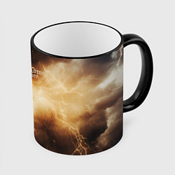 Кружка 3D Kingdom Come Deliverance 2 желтые молнии, цвет: 3D-черный кант