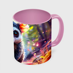 Кружка 3D Опоссум в лесу, цвет: 3D-белый + розовый