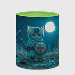 Кружка 3D Котенок выходит на тропу войны, цвет: 3D-белый + светло-зеленый — фото 2