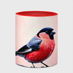 Кружка 3D Снегирь на розовом, цвет: 3D-белый + красный — фото 2