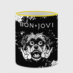 Кружка 3D Bon Jovi рок пес, цвет: 3D-желтый кант — фото 2