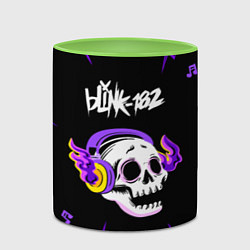 Кружка 3D Blink 182 неоновый череп, цвет: 3D-белый + светло-зеленый — фото 2