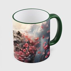 Кружка 3D Волчья верность, цвет: 3D-зеленый кант