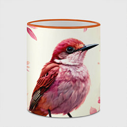 Кружка 3D Кукушка в розовых цветах, цвет: 3D-оранжевый кант — фото 2