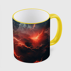 Кружка 3D Stronghold сrusader молния крестоносца, цвет: 3D-желтый кант