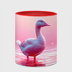 Кружка 3D Гусь на розовом озере, цвет: 3D-белый + красный — фото 2