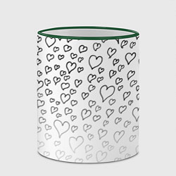 Кружка 3D Рисованные сердца, цвет: 3D-зеленый кант — фото 2