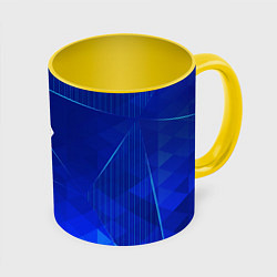 Кружка 3D The Sims blue poly, цвет: 3D-белый + желтый