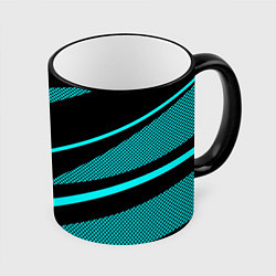 Кружка 3D Чёрный с голубым полосы текстура, цвет: 3D-черный кант
