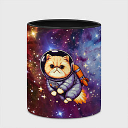 Кружка 3D Котик космонавт в открытом космосе, цвет: 3D-белый + черный — фото 2